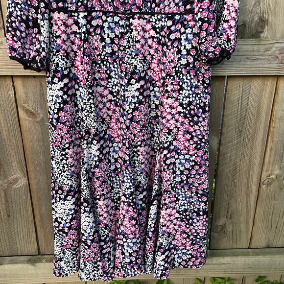 Talbots Floral Flowy Midi Dress Long Sleeve A-Line Casual Classic Size 8 NWT NEW - Picture 4 of 8